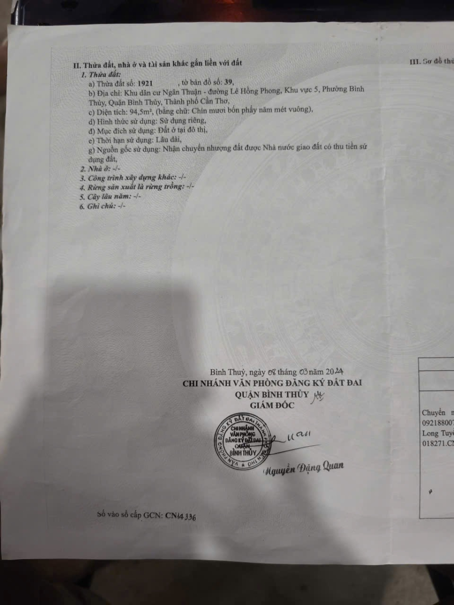 Nền rẻ đẹp đối diện trường cấp 3 - KDC Ngân Thuận